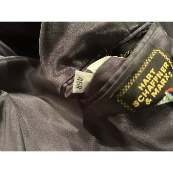 HART SCHAFFNER & MARX CHARCOAL BLACK 100% VIRGIN WOOL OVERCOAT 46R Made In USA - Picture 8 of 10